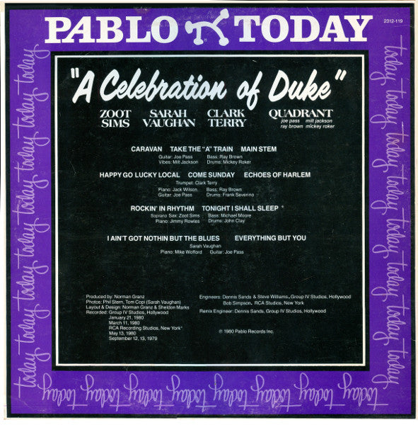 Zoot Sims, Sarah Vaughan, Clark Terry, Quadrant (6) : A Celebration Of Duke (LP, Comp)