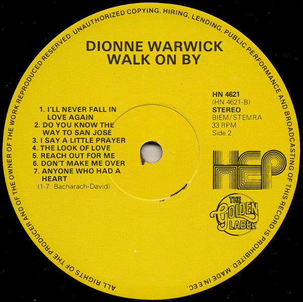 Dionne Warwick : Walk On By (LP, Comp)