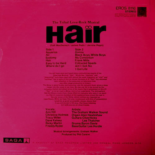The Graham Walker Sound : Hair (The American Tribal Love-Rock Musical) (LP)