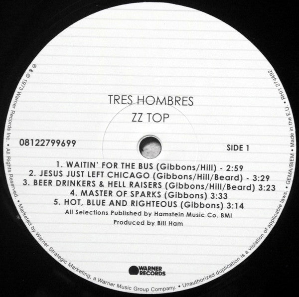 ZZ Top : Tres Hombres (LP, Album, RE, RM, RP, 180)