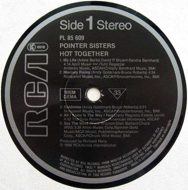Pointer Sisters : Hot Together (LP, Album)