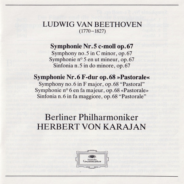 Ludwig Van Beethoven - Herbert Von Karajan - Berliner Philharmoniker : Symphonien 5 & 6 »Pastorale« (CD, Album)