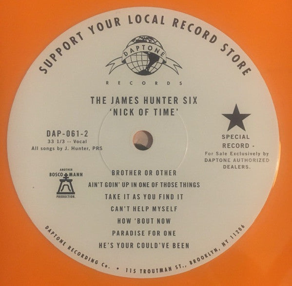 The James Hunter Six : Nick Of Time (LP, Album, Mono, Ltd, Ora)