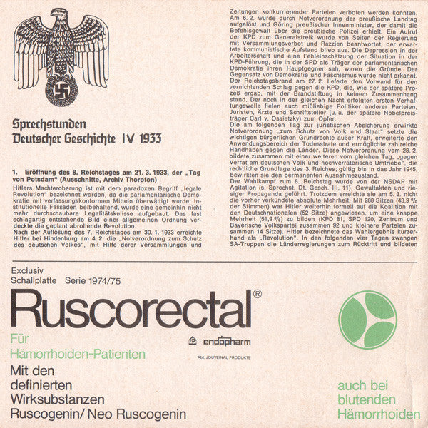 Various : Sprechstunden Deutscher Geschichte IV 1933 (7")