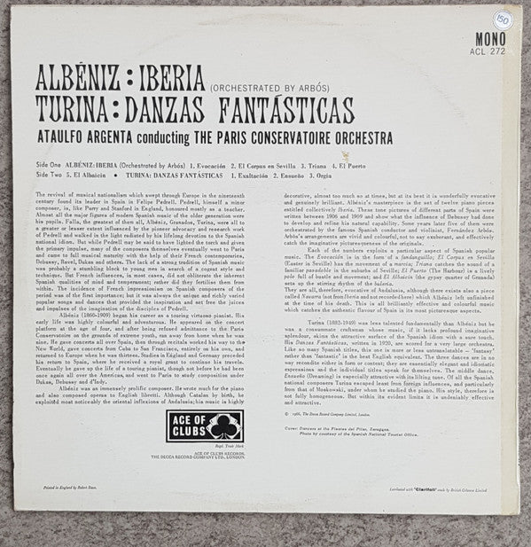 Isaac Albéniz, Joaquín Turina : Turina: Danzas Fantasticas (LP, Mono, RE)