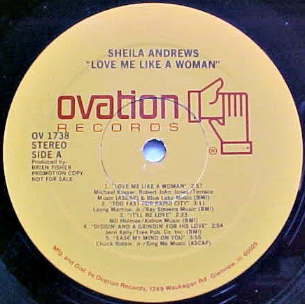 Sheila Andrews : Love Me Like A Woman (LP, Album, Promo)