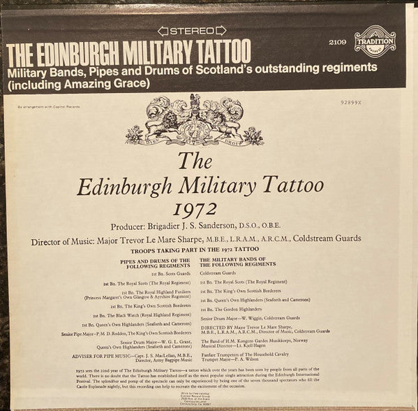 The Edinburgh Military Tattoo : Military Bands, Pipes And Drums Of Scotland's Outstanding Regiments (including Amazing Grace) (LP)