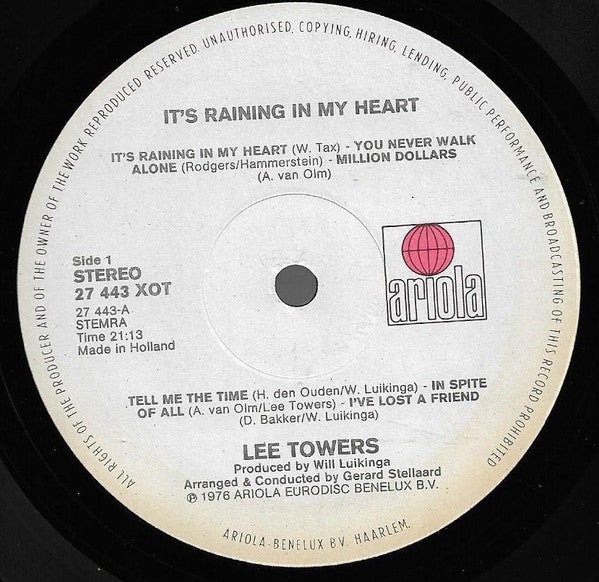 Lee Towers : It's Raining In My Heart (LP, Album)