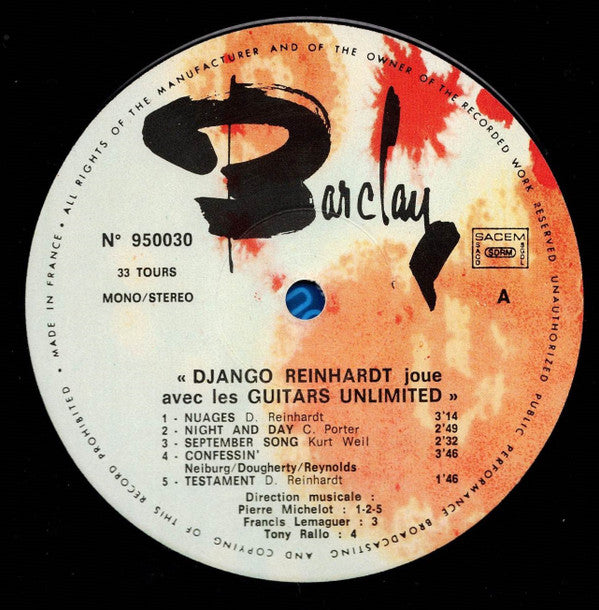 Django Reinhardt Joue Avec The Guitars Unlimited : Nuages / Manoir De Mes Rêves... (LP, Album, Mono, RE)