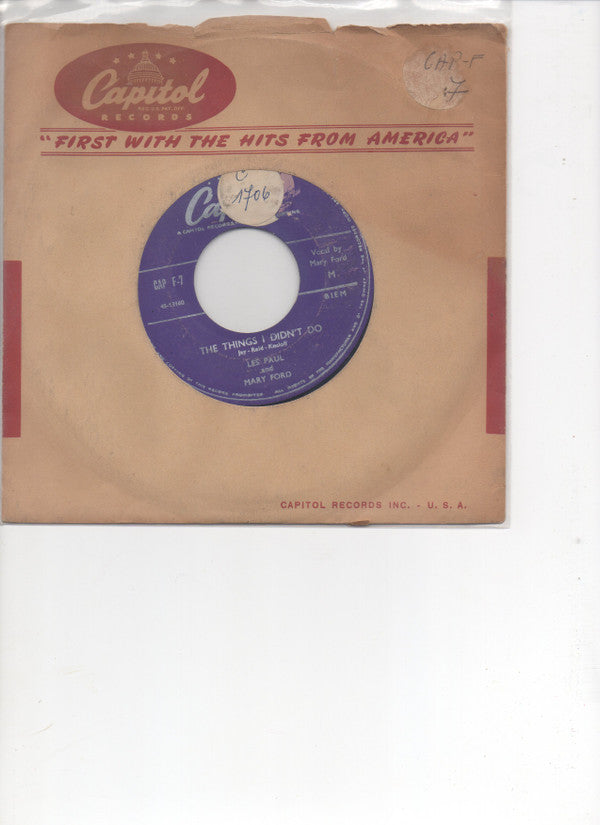 Les Paul & Mary Ford : I Need You Now (7", Single, Mono)