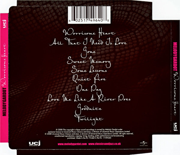 Melody Gardot : Worrisome Heart (CD, Album, Sup)