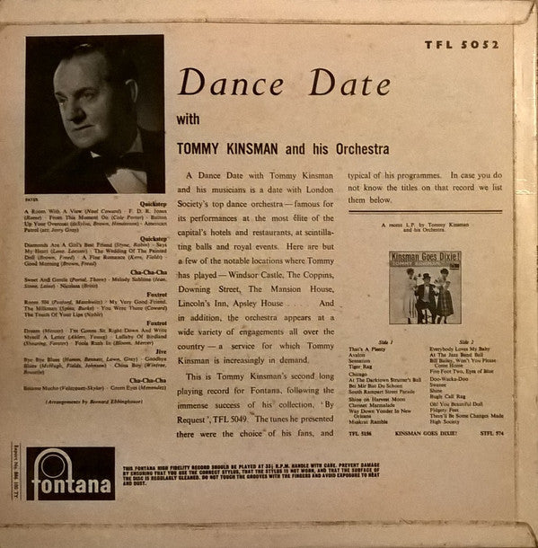 Tommy Kinsman And His Orchestra : Dance Date With (LP, Mono)