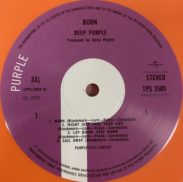 Deep Purple : Burn (LP, Album, Ltd, RE, Ora)