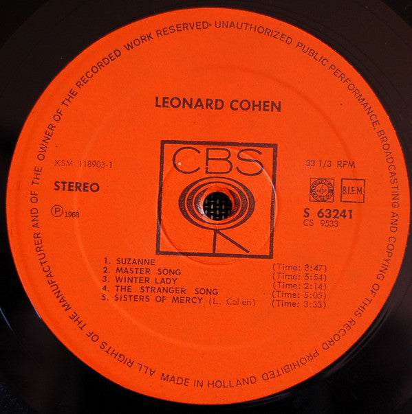 Leonard Cohen : Songs Of Leonard Cohen (LP, Album, RE, B P)