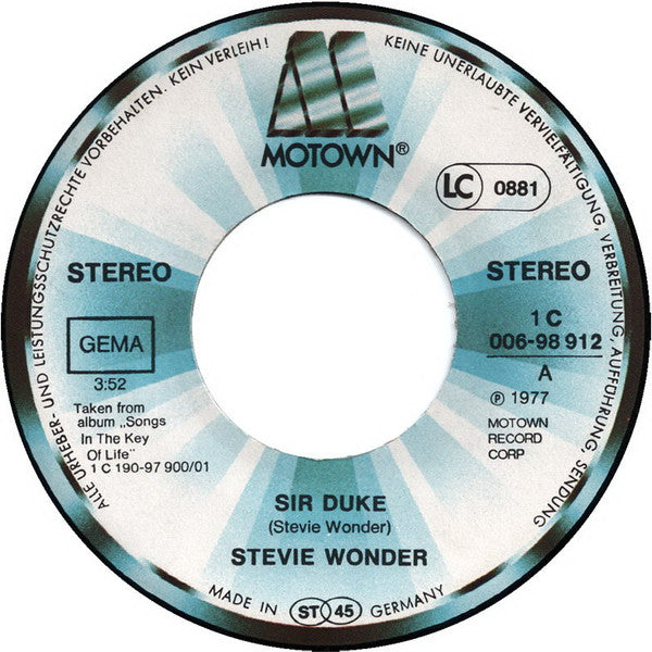 Stevie Wonder : Sir Duke (7", Single)