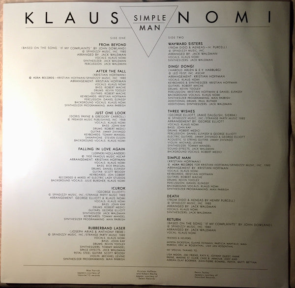 Klaus Nomi : Simple Man (LP, Album, RE)