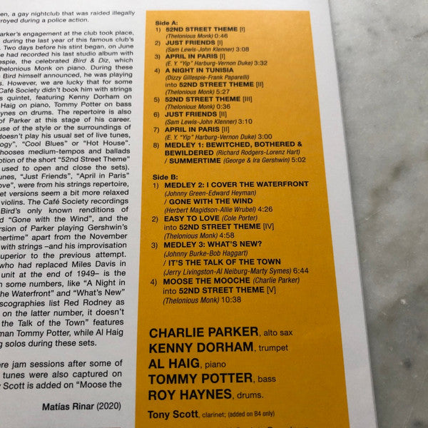Charlie Parker : At Café Society (LP, Comp, Ltd, Red)