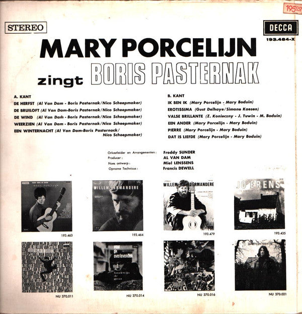 Mary Porcelijn : Mary Porcelijn Zingt Boris Pasternak (LP, Album, Gat)