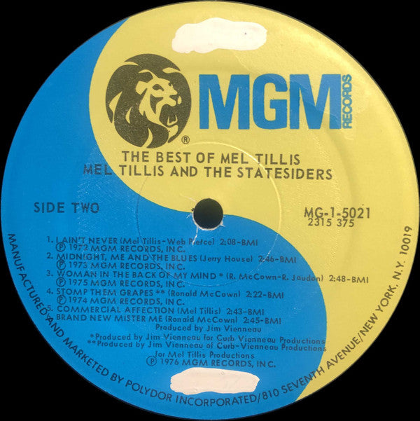 Mel Tillis And The Statesiders (2) : The Best Of Mel Tillis And The Statesiders (LP, Comp, PRC)