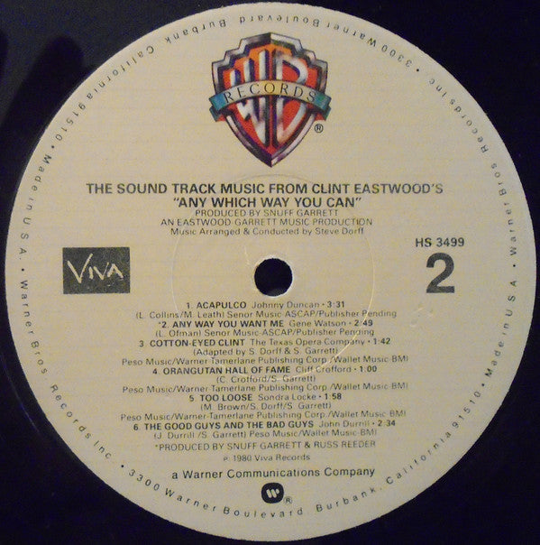 Various : The Sound Track Music From Clint Eastwood's Any Which Way You Can (LP, Comp)