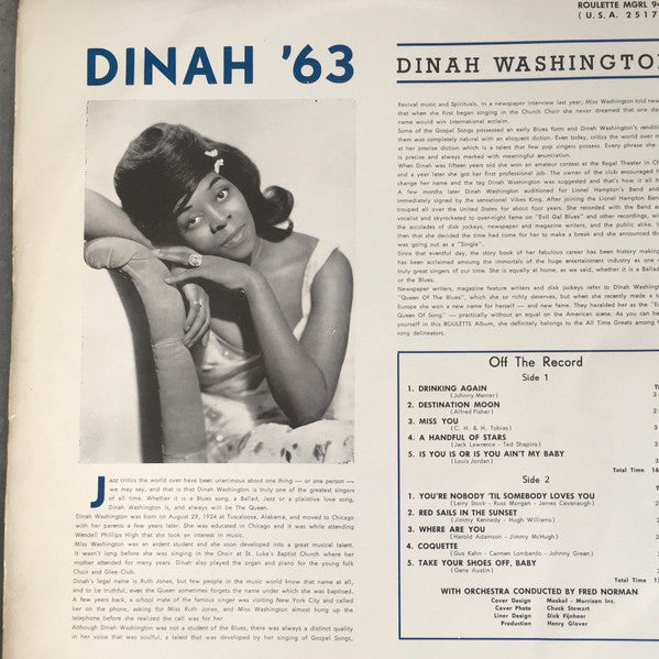 Dinah Washington : Dinah '63 (LP, Album)