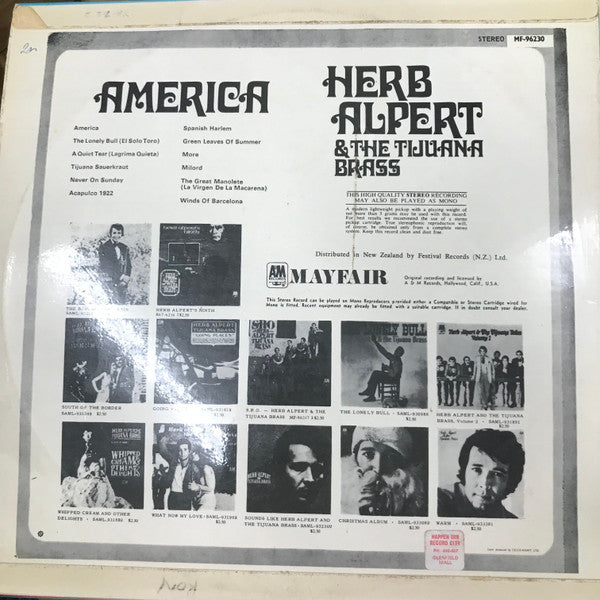 Herb Alpert & The Tijuana Brass : America (LP, Comp)