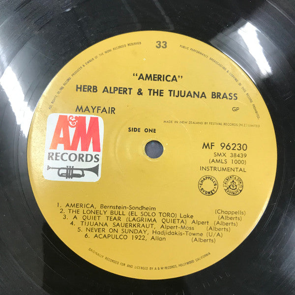 Herb Alpert & The Tijuana Brass : America (LP, Comp)