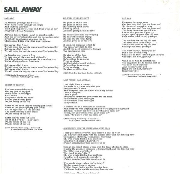 Randy Newman : Sail Away (LP, Album)