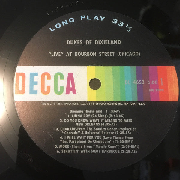 Dukes Of Dixieland* : "Live" At Bourbon Street (Chicago) (LP, Album, Mono, Liv)