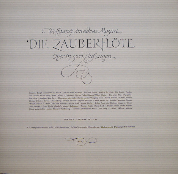 Wolfgang Amadeus Mozart, Ferenc Fricsay : Die Zauberflöte (3xLP, Mono, RE + Box)