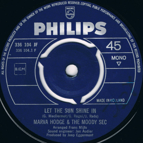 Marva Hodge & The Moody Sec : Let The Sun Shine In / 00-43-GM (7", Single, Mono)