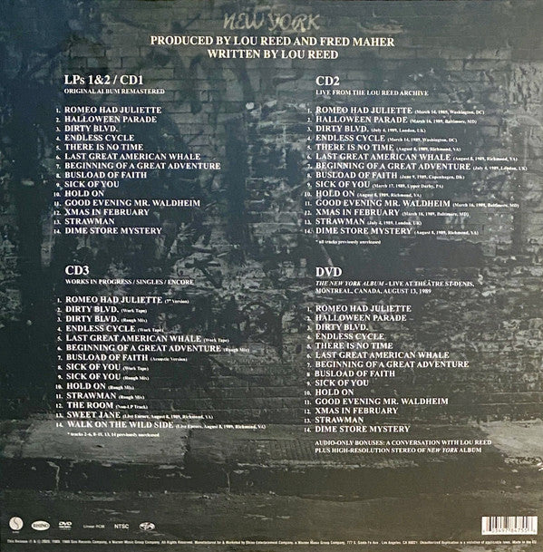 Lou Reed : New York (2xLP, Album, RE, RM, 180 + CD, Album, RE, RM + 2xC)
