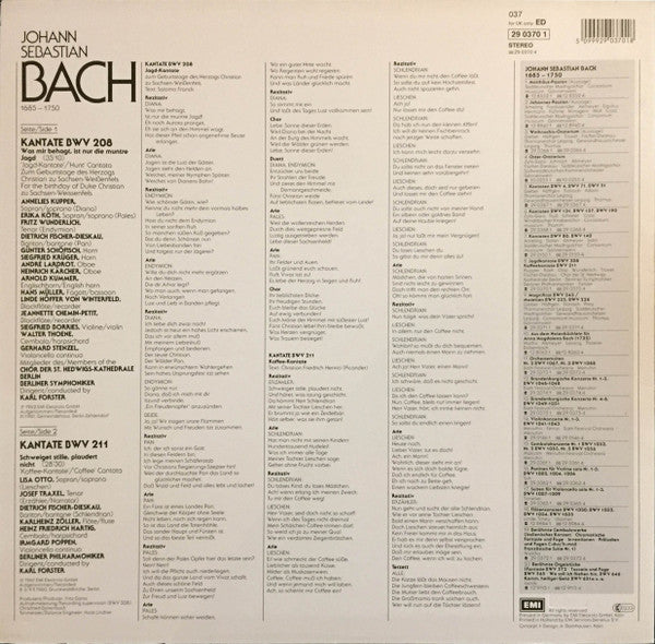 Johann Sebastian Bach : Jagd~ Und Kaffee~Kantate (LP, Album, RE)