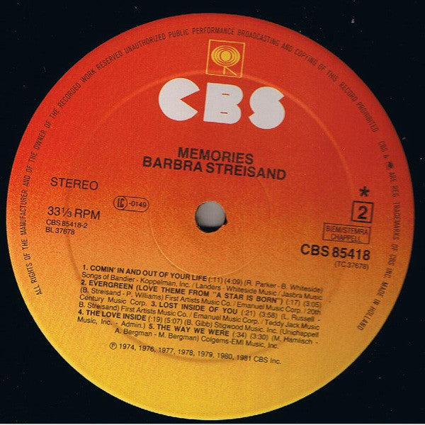 Barbra Streisand : Memories (LP, Comp)