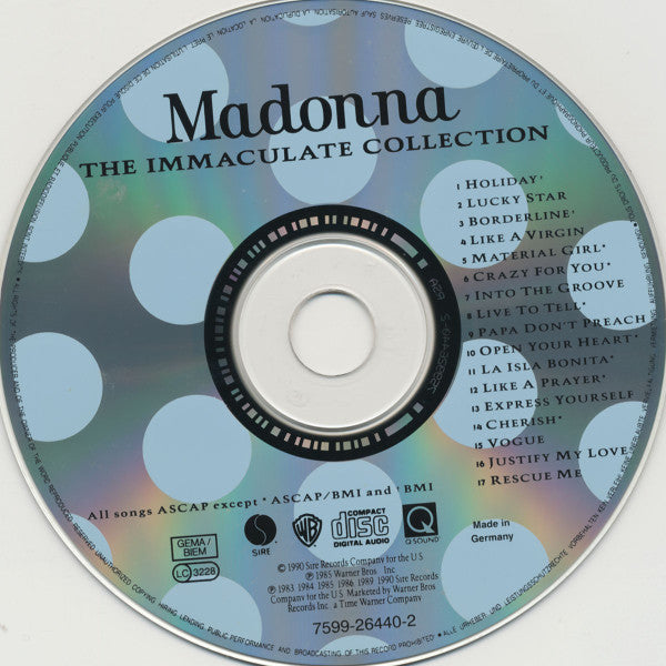 Madonna : The Immaculate Collection (CD, Album, Comp)