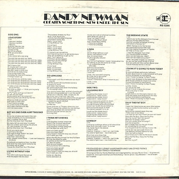 Randy Newman : Randy Newman (LP, Album, RP)