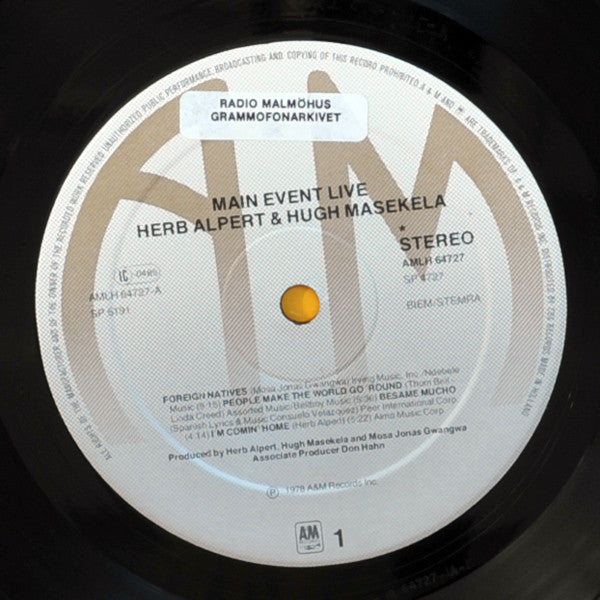 Herb Alpert & Hugh Masekela : Main Event Live (LP, Album)