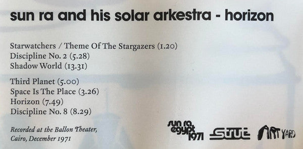 The Sun Ra Arkestra : Horizon (LP, Album, RE)