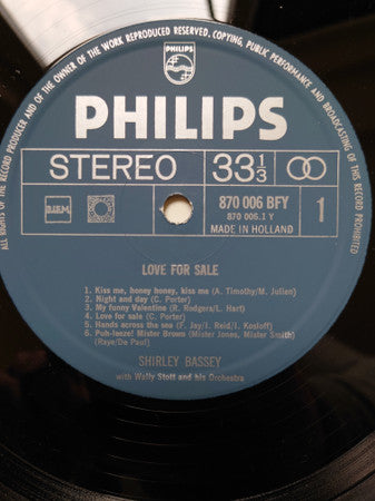 Shirley Bassey With Wally Stott And His Orchestra* : Love For Sale (LP, Comp)