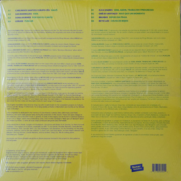Various : Paz E Futebol 3 (A Selection Of Brazilian Boogie And Disco Goodies From 1979 To 1992) (Compiled By Junior Santos) (LP, Comp)