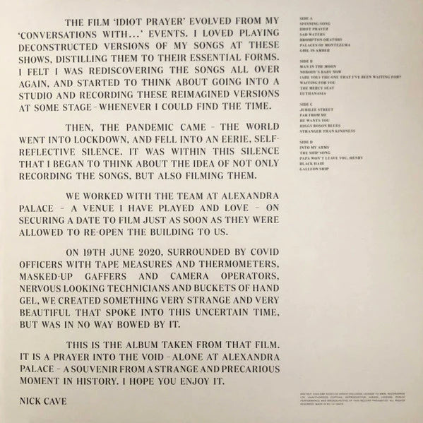 Nick Cave - Idiot Prayer (Nick Cave Alone At Alexandra Palace) (LP) - Discords.nl