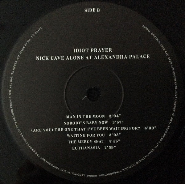 Nick Cave : Idiot Prayer (Nick Cave Alone At Alexandra Palace) (2xLP, Album)