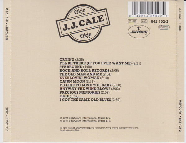 J.J. Cale : Okie (CD, Album, RE, RP)