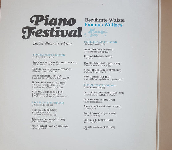 Isabel Mourao : Piano Festival (Berühmte Walzer = Famous Waltzes) (2xLP)