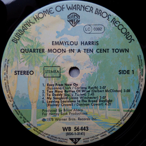 Emmylou Harris : Quarter Moon In A Ten Cent Town (LP, Album, RP)