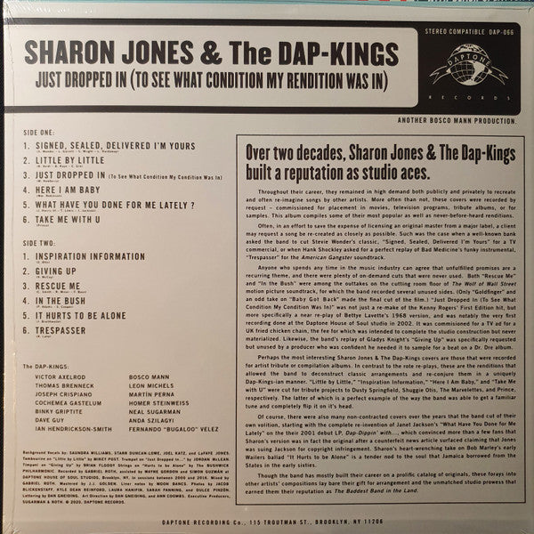 Sharon Jones & The Dap-Kings : Just Dropped In (To See What Condition My Rendition Was In) (LP, Album, Ltd, Blu)