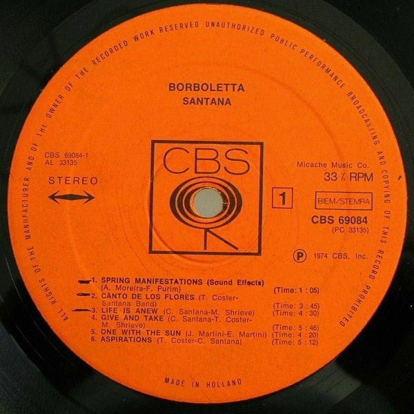 Santana : Borboletta (LP, Album)