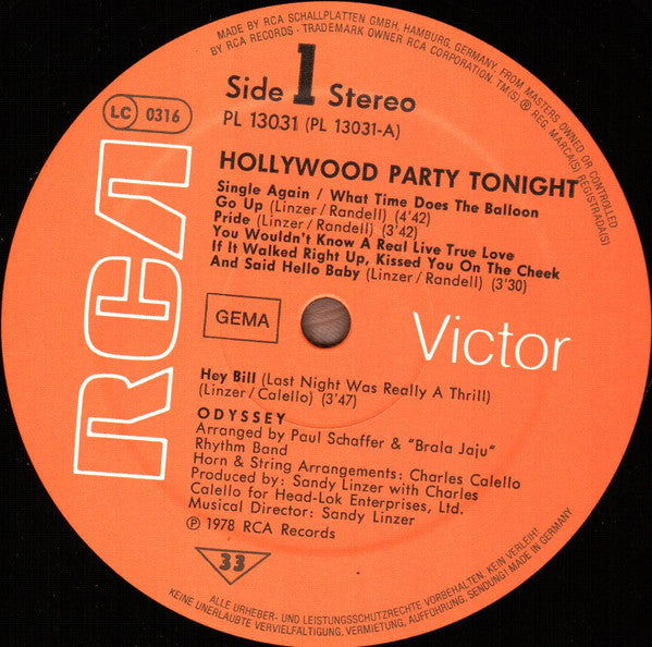 Odyssey (2) : Hollywood Party Tonight (LP, Album)