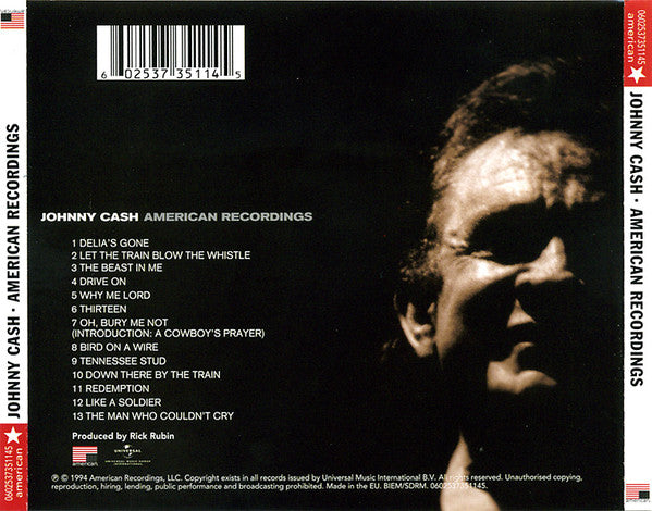 Johnny Cash : American Recordings (CD, Album, RE, Arv)