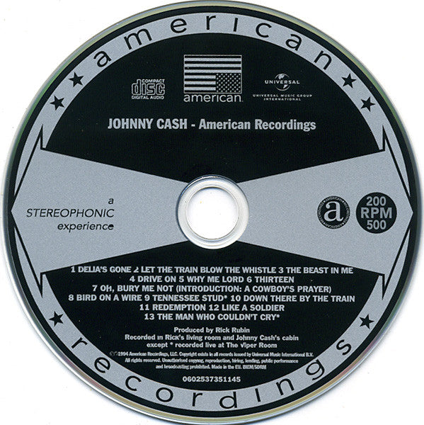Johnny Cash : American Recordings (CD, Album, RE, Arv)